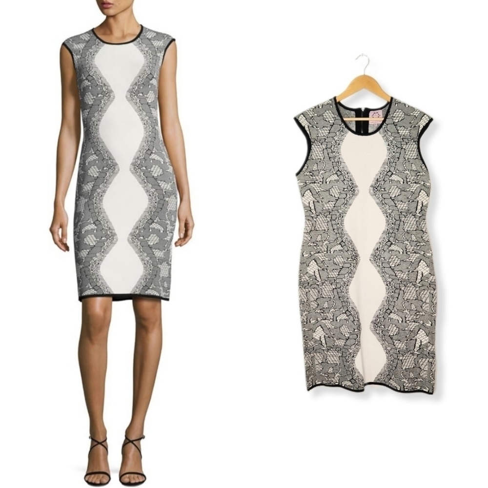 Nanette Lepore Jacquard Lace Print Knit Sweater Sleeveless Dress Size XL NWOT